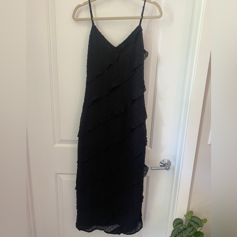 Bardot Women's Deco midi Sleeveless Dress with ruffles in Black
